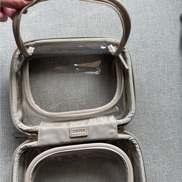 Calpak Beige Clear Cosmetic Case with Gold Hardware and Top Handle - Picture 10 of 13